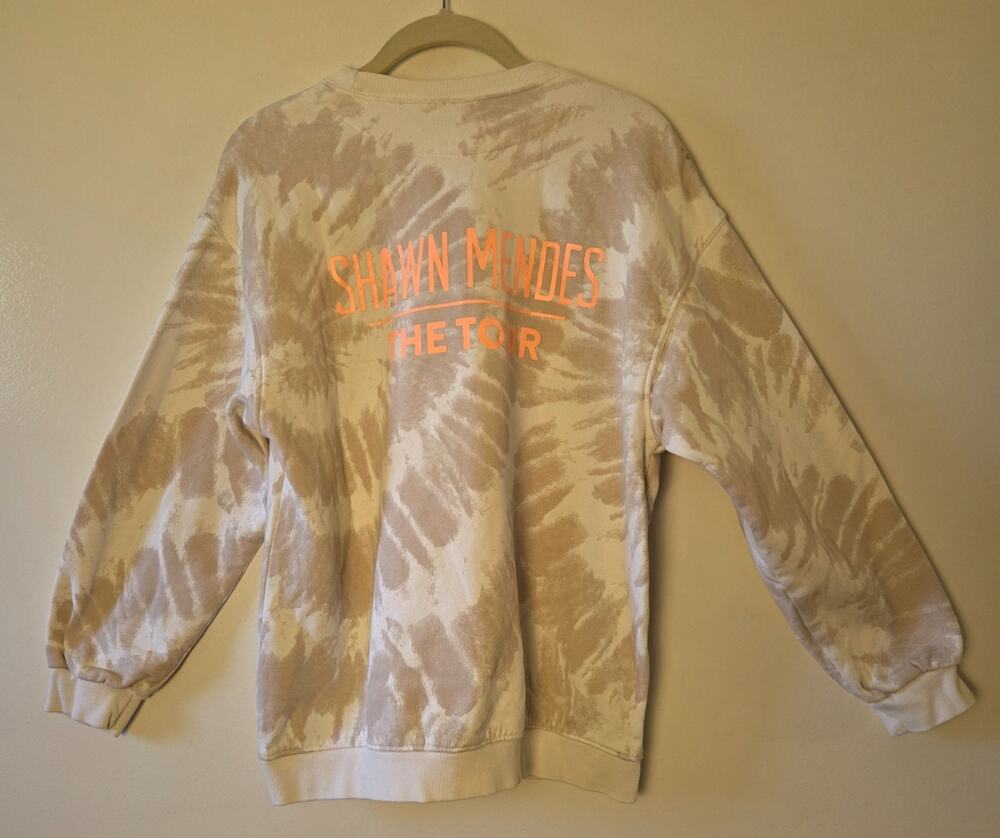 Shawn Mendes The Tour Sweatshirt S/M Tie Dye Tan Orange Crewneck Concert Merch